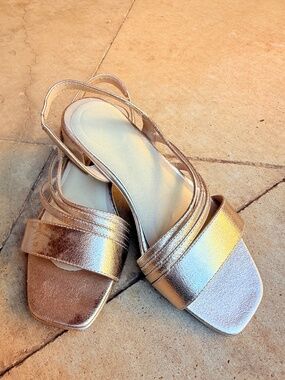 Life Stride Silvery Gold dressy sandals